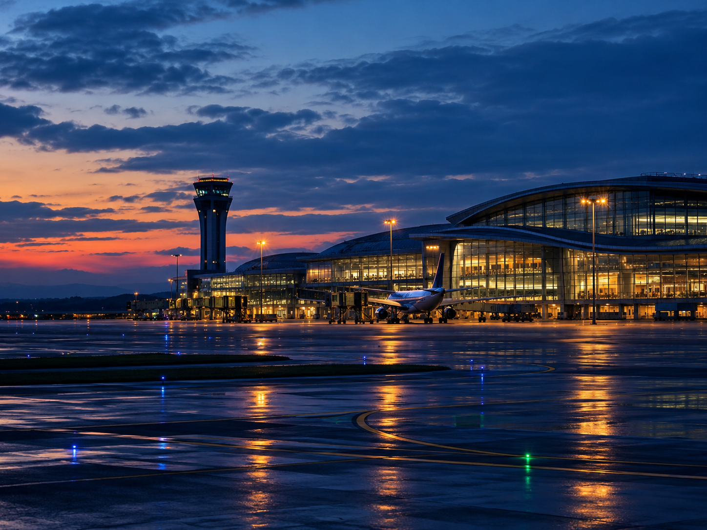 Dublin Airport at dusk